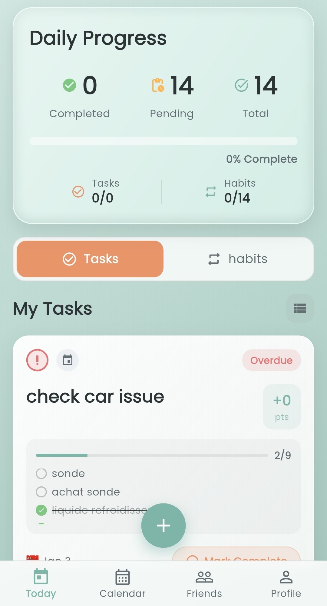 GoBeyond app — Daily Tasks Progress